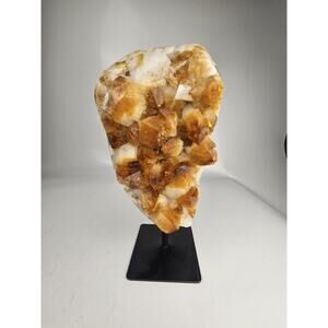 STUNNING Citrine Quartz Crystal Geode On Metal Base 8 Pounds 15 Oz